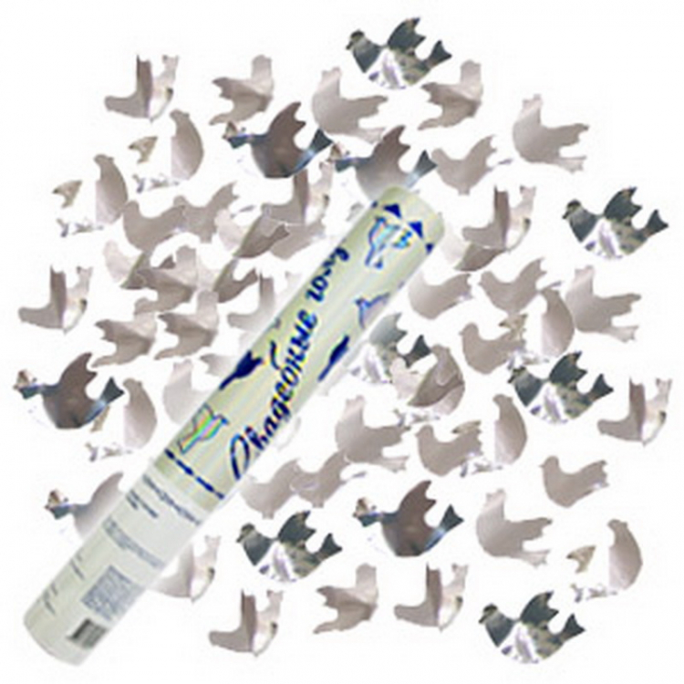 Пневмохлопушка в металлической тубе "Свадебные голуби"